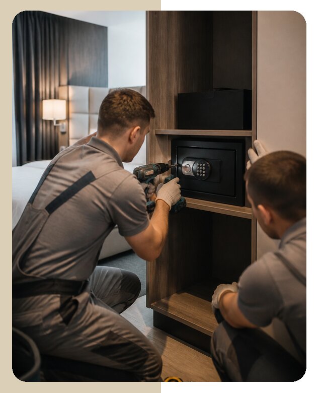 Профессиональная установка сейфа в гостинице в Артёме